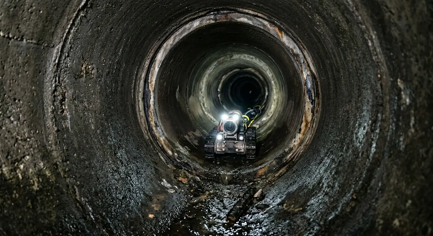 Robotic sewer camera inspecting pipe interior for Sewer Line Cleaning in Hawthorne